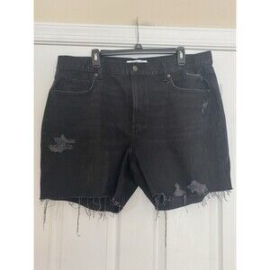 Distressed Black Denim Shorts